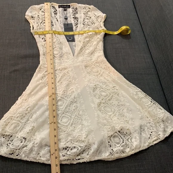 For Love & Lemons NEW Mariposa Mini Dress White XS Embroidered Lace Romantic - Picture 14 of 16